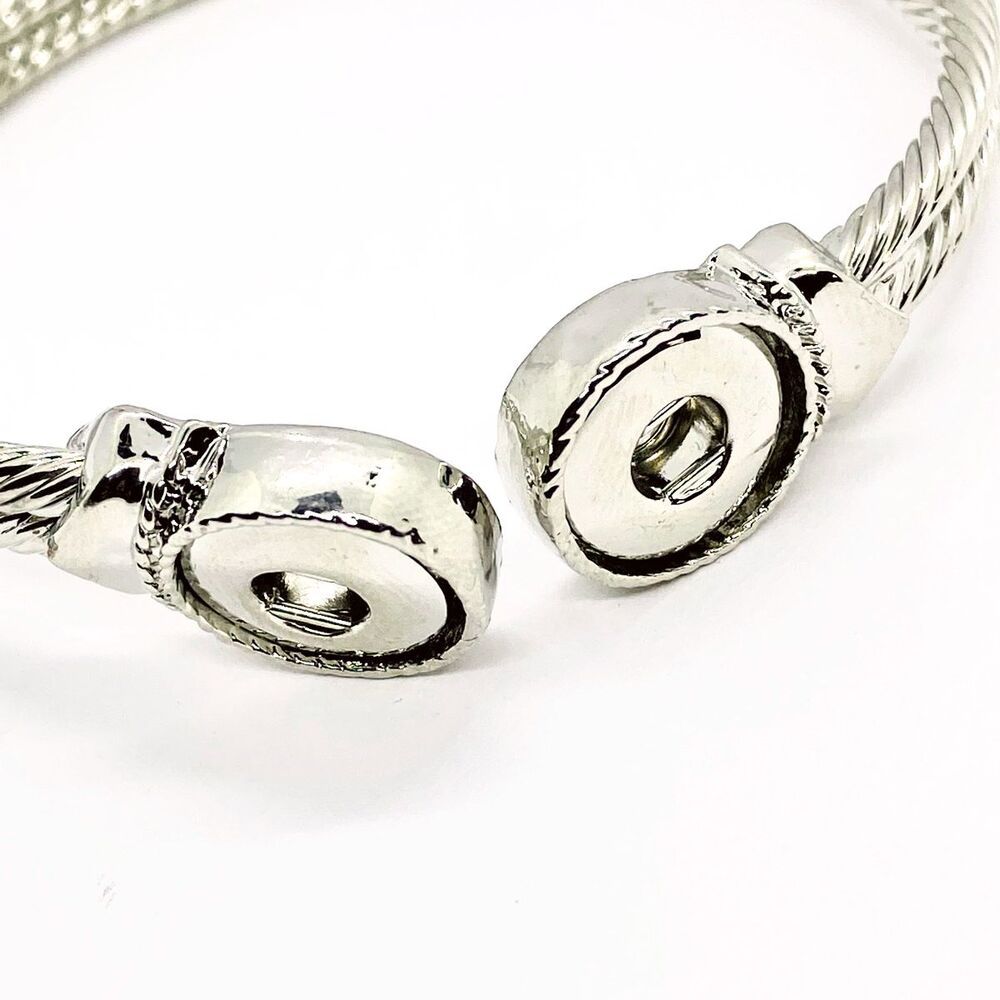 Snap-Button Charm Silver-Tone Bangle Bracelet - image 8